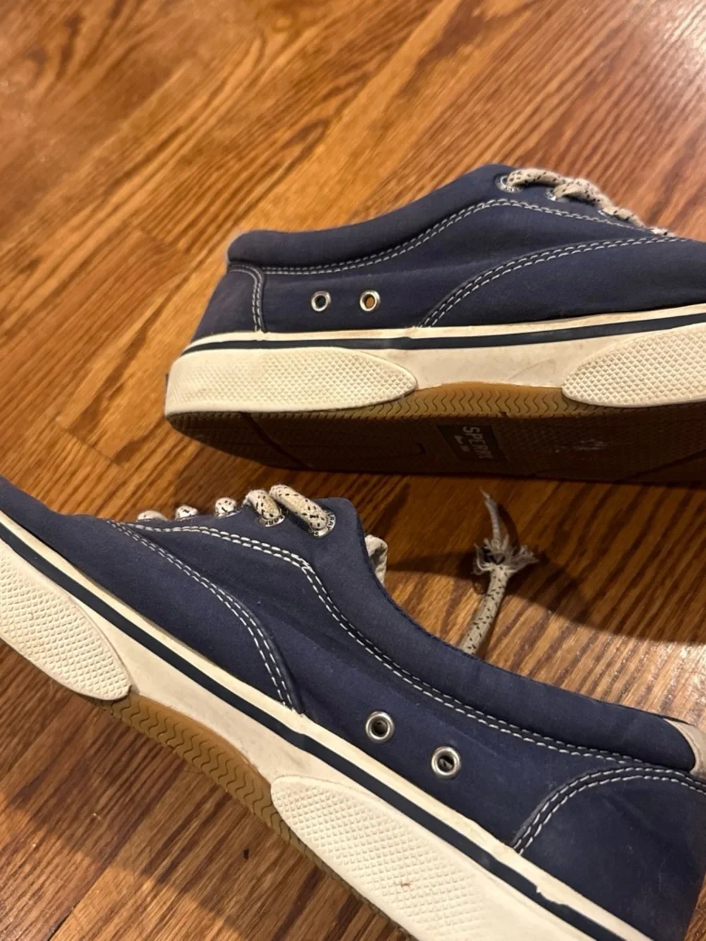 Sperry Navy Canvas Boat Sneakers with White Trim